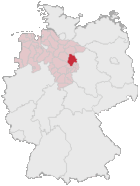 Lage des Landkreises Peine in Deutschland