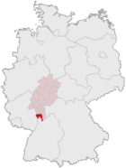 Lage des Landkreises Kreis Bergstraße in Deutschland