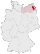 Lage des Landkreises Ostvorpommern in Deutschland