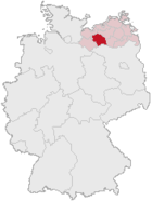 Lage des Landkreises Parchim in Deutschland