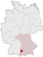 Mapa de la Baja Algovia (Unterallgäu) en Alemania