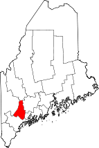 Map of Maine highlighting Androscoggin County.svg