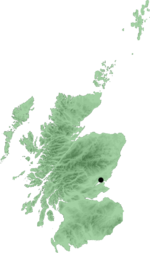 El punto negro indica la localización de Dundee en el mapa geográfico de Escocia.