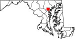 Mapa de Maryland con la ubicación del City Baltimore