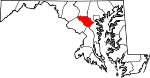 Mapa de Maryland con la ubicación del condado de Howard
