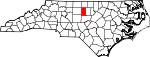 Mapa de Carolina del Norte con la ubicación del condado de Alamance