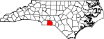 Mapa de Carolina del Norte con la ubicación del condado de Anson