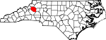Mapa de Carolina del Norte con la ubicación del condado de Caldwell