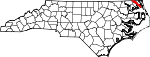 Mapa de Carolina del Norte con la ubicación del condado de Camden