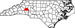 Mapa de Carolina del Norte con la ubicación del condado de Catawba