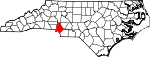 Mapa de Carolina del Norte con la ubicación del condado de Mecklenburg
