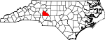 Mapa de Carolina del Norte con la ubicación del condado de Rowan