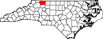 Mapa de Carolina del Norte con la ubicación del condado de Surry