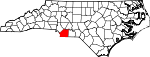 Mapa de Carolina del Norte con la ubicación del condado de Union