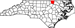 Mapa de Carolina del Norte con la ubicación del condado de Warren