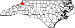 Mapa de Carolina del Norte con la ubicación del condado de Watauga