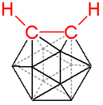 O-carborano, los átomos de hidrógeno unidos al boro se han omitido para mayor claridad.