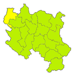 Localización del distrito en Serbia Central.