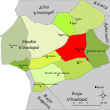 Localización de Novelda respecto a la comarca del Vinalopó Medio
