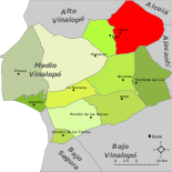 Localización de Petrer respecto a la comarca del Vinalopó Medio