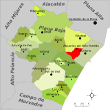 Localización de Alquerías del Niño Perdido respecto a la comarca de la Plana Baja