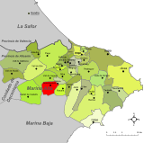 Localización de Benigembla respecto a la comarca de la Marina Alta