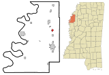 Ubicación en el condado de Bolivar y en el estado de Misisipi Ubicación de Misisipi en EE. UU.