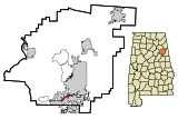 Ubicación en el condado de Calhoun y en el estado de Alabama Ubicación de Alabama en EE. UU.