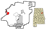 Ubicación en el condado de Calhoun y en el estado de Alabama Ubicación de Alabama en EE. UU.