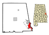 Ubicación en el condado de Chambers y en el estado de Alabama Ubicación de Alabama en EE. UU.