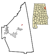 Ubicación en el condado de Cherokee y en el estado de Alabama Ubicación de Alabama en EE. UU.