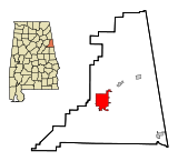 Ubicación en el condado de Cleburne y en el estado de Alabama Ubicación de Alabama en EE. UU.