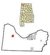 Ubicación en el condado de Colbert y en el estado de Alabama Ubicación de Alabama en EE. UU.