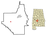 Ubicación en el condado de Dallas y en el estado de Alabama Ubicación de Alabama en EE. UU.