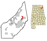 Ubicación en el condado de DeKalb y en el estado de Alabama Ubicación de Alabama en EE. UU.