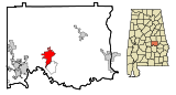 Ubicación en el condado de Elmore y en el estado de Alabama Ubicación de Alabama en EE. UU.