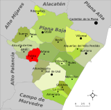 Localización de Eslida respecto a la comarca de la Plana Baja