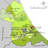 Localización de Guardamar respecto a la comarca de la Safor