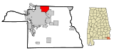 Ubicación en el condado de Houston y en el estado de Alabama Ubicación de Alabama en EE. UU.