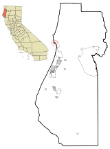 Humboldt County California Incorporated and Unincorporated areas Trinidad Highlighted.svg