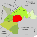 Localización de Ibi respecto a la comarca de la Hoya de Alcoy