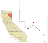 Ubicación en el condado de Lassen y en el estado de California Ubicación de California en EE. UU.