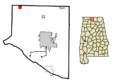 Ubicación en el condado de Limestone y en el estado de Alabama Ubicación de Alabama en EE. UU.