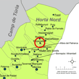 Localización de Emperador respecto a la comarca de la Huerta Norte