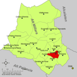 Localización de Espadilla respecto a la comarca del Alto Mijares