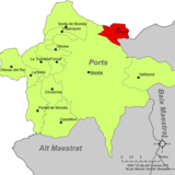 Localización de Herbés respecto a la comarca de Los Puertos