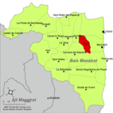 Localización de Cálig respecto a la comarca del Bajo Maestrazgo
