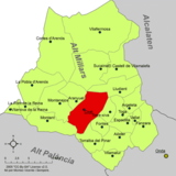Localización de Cirat respecto a la comarca del Alto Mijares