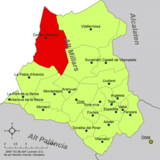Localización de Cortes de Arenoso respecto a la comarca del Alto Mijares