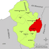 Localización de Useras respecto a la comarca del Alcalatén